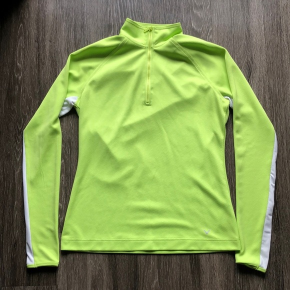 Callaway Neon Green/Yellow Quarter-Zip Long Sleeve Athletic Top (Golf) - Picture 1 of 6
